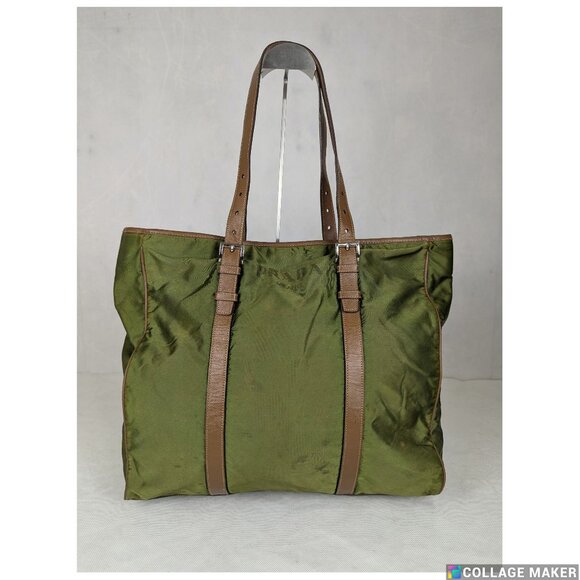 Authentic Prada Nylon Classic Handbag Olive Green Made In Italy - Picture 1 of 16